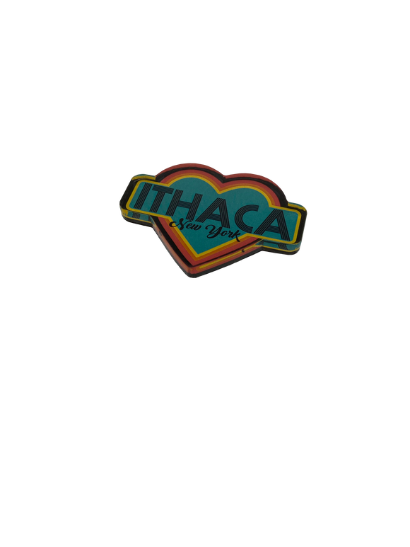 Ithaca Retro Heart Acrylic Magnet