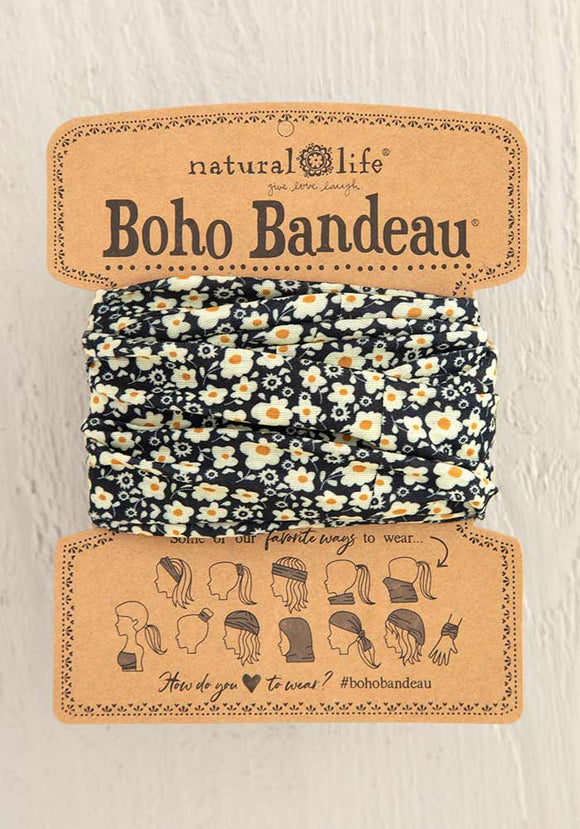 Boho Bandeau - Black Cream Floral