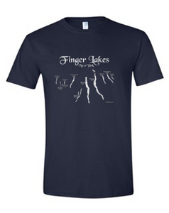 Adult Soft Finger Lakes Map T-shirt