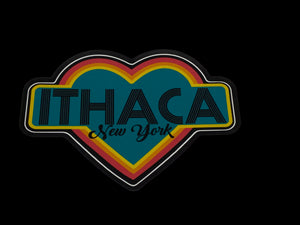 Ithaca Retro Heart Sticker
