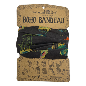 Boho Bandeau - Charcoal Floral Border